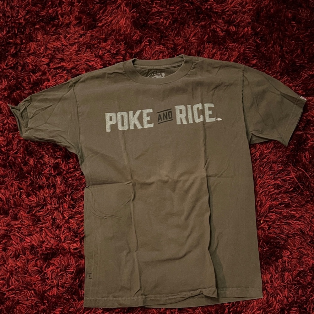 Hanes Men's Olive Graphic Tee Poke and Rice